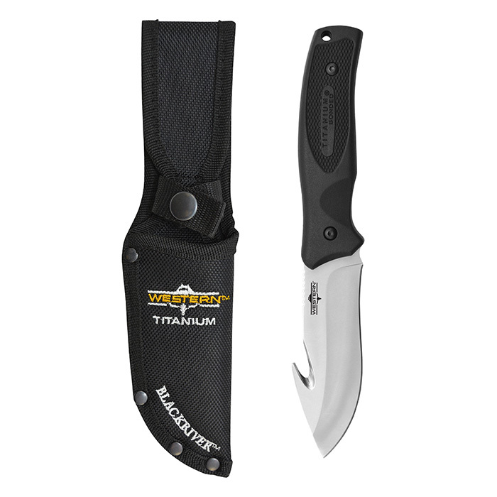 Нож Western 9.25" Black River Titanium Bonded Gut Hook Fixed Blade Knife от Ножиков