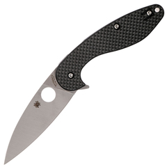 Фото Складной нож Spyderco Sliverax 228CFP, сталь CPM® S30V™ Satin Plain, рукоять карбон/стеклотекстолит G10, чёрный