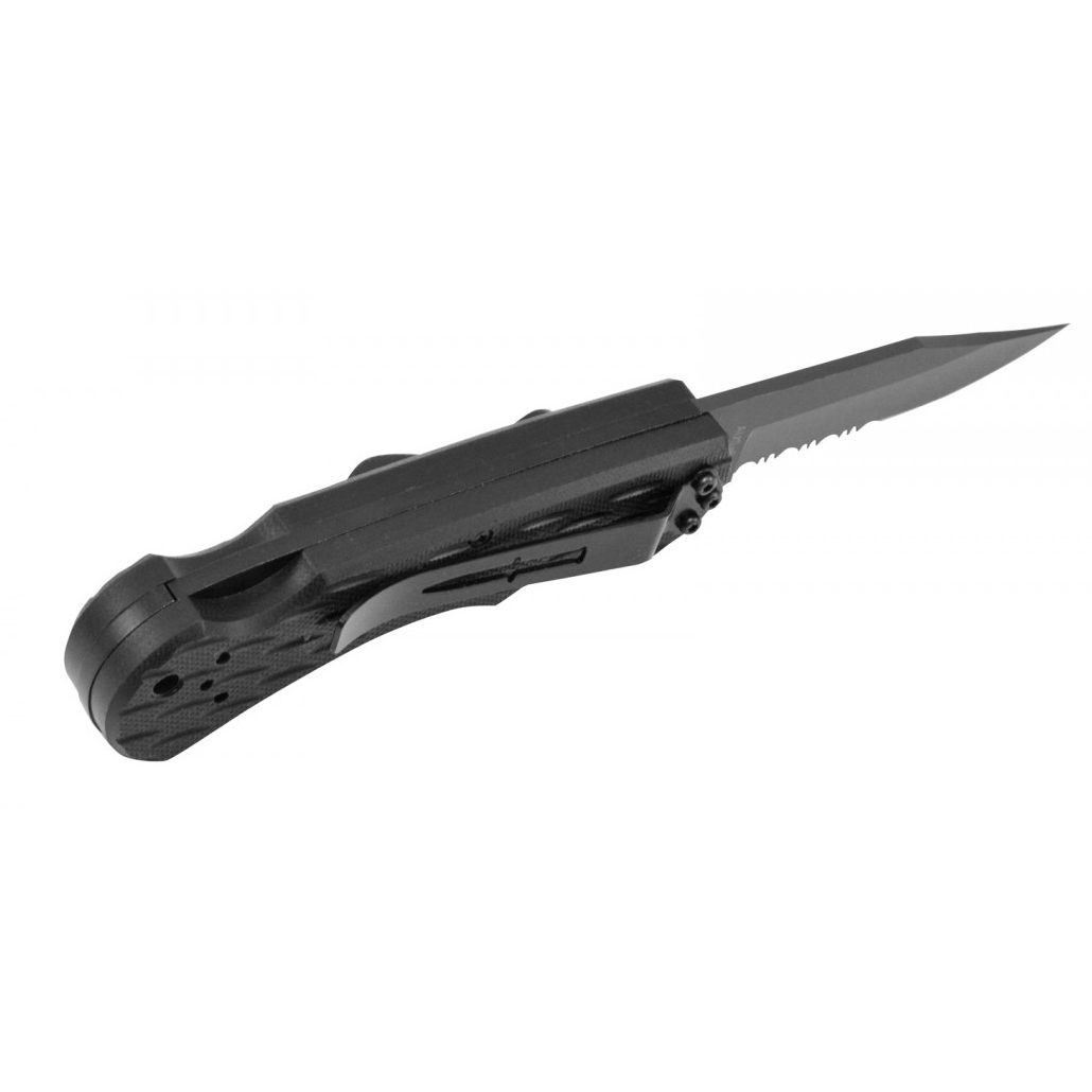 фото Складной нож camillus lev-r-lok, сталь aus-8 полусеррейтор, рукоять стеклотекстолит g-10, чёрный