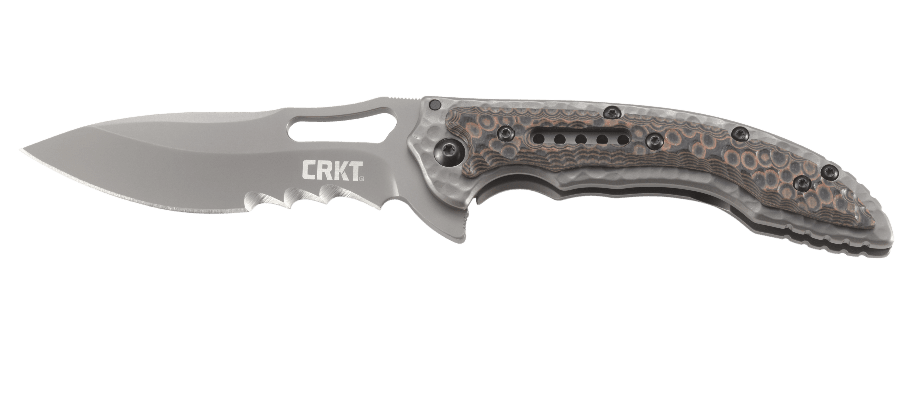 фото Складной нож crkt fossil™ compact with veff serrations™, сталь 8cr13mov, рукоять нержавеющая сталь, накладки g-10