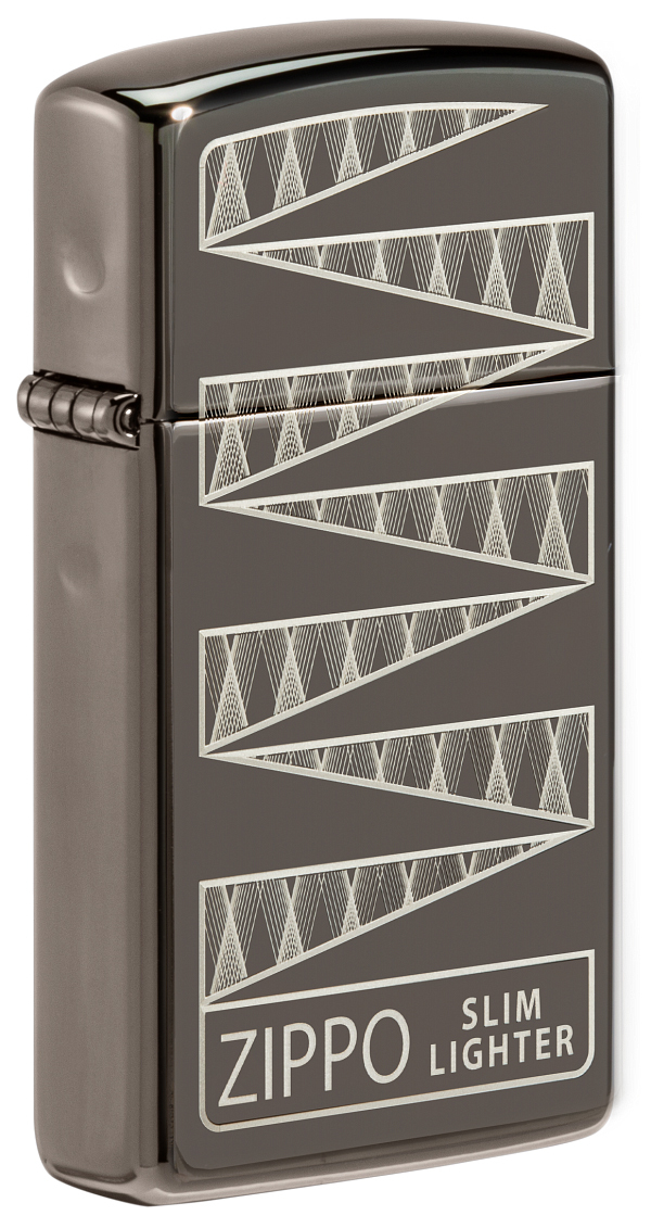 Зажигалка ZIPPO 65th Anniversary Slim® Collectible с покрытием Black Ice®, латунь/сталь