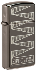 Фото Зажигалка ZIPPO 65th Anniversary Slim® Collectible с покрытием Black Ice®, латунь/сталь