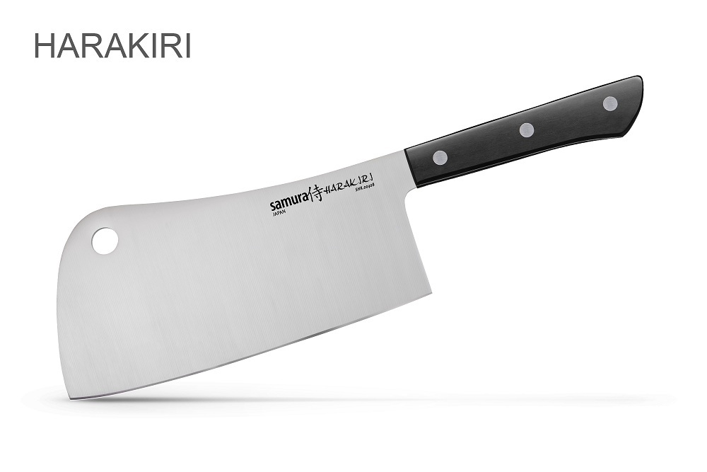 Нож-топорик кухонный для мяса Samura "HARAKIRI" (SHR-0040B) 180 мм, сталь AUS-8, рукоять ABS пластик, чёрный от Ножиков