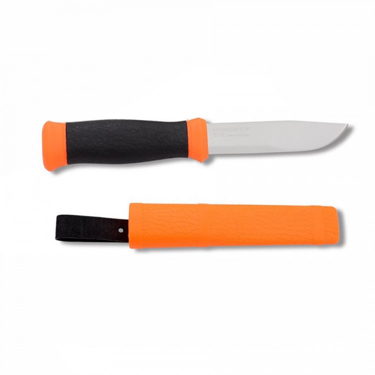 фото Нож с фиксированным лезвием morakniv outdoor 2000 orange, сталь sandvik 12c27, рукоять резина/пластик