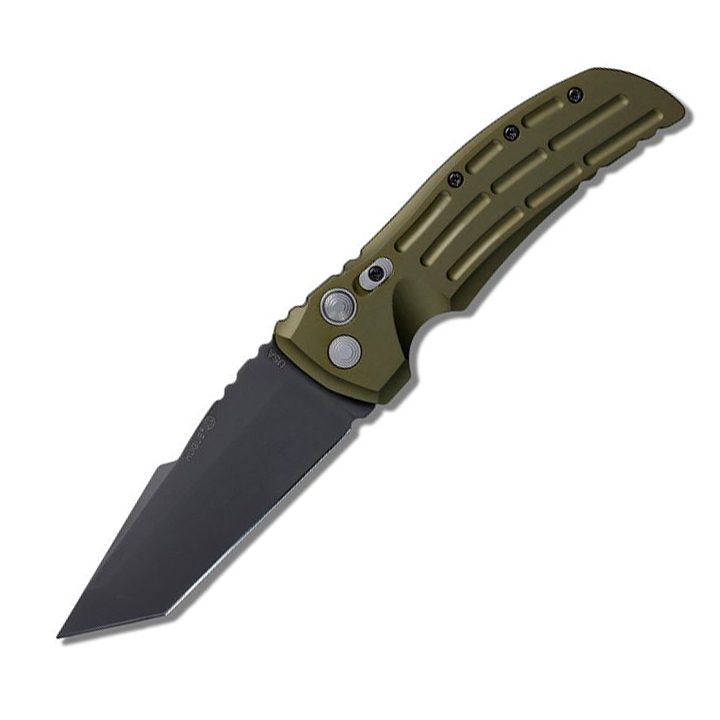 Автоматический складной нож EX-01 Auto, Black Tanto Blade, OD Green Aluminum Handle 8.89 см.