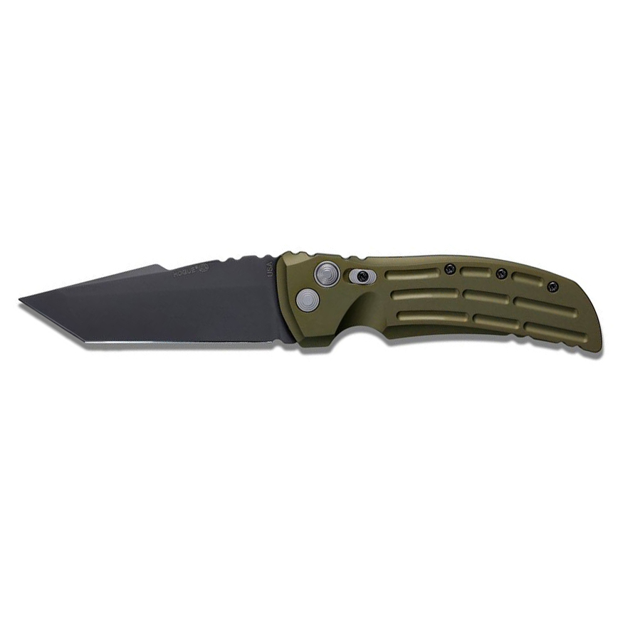 Автоматический складной нож EX-01 Auto, Black Tanto Blade, OD Green Aluminum Handle 8.89 см. - фото 4