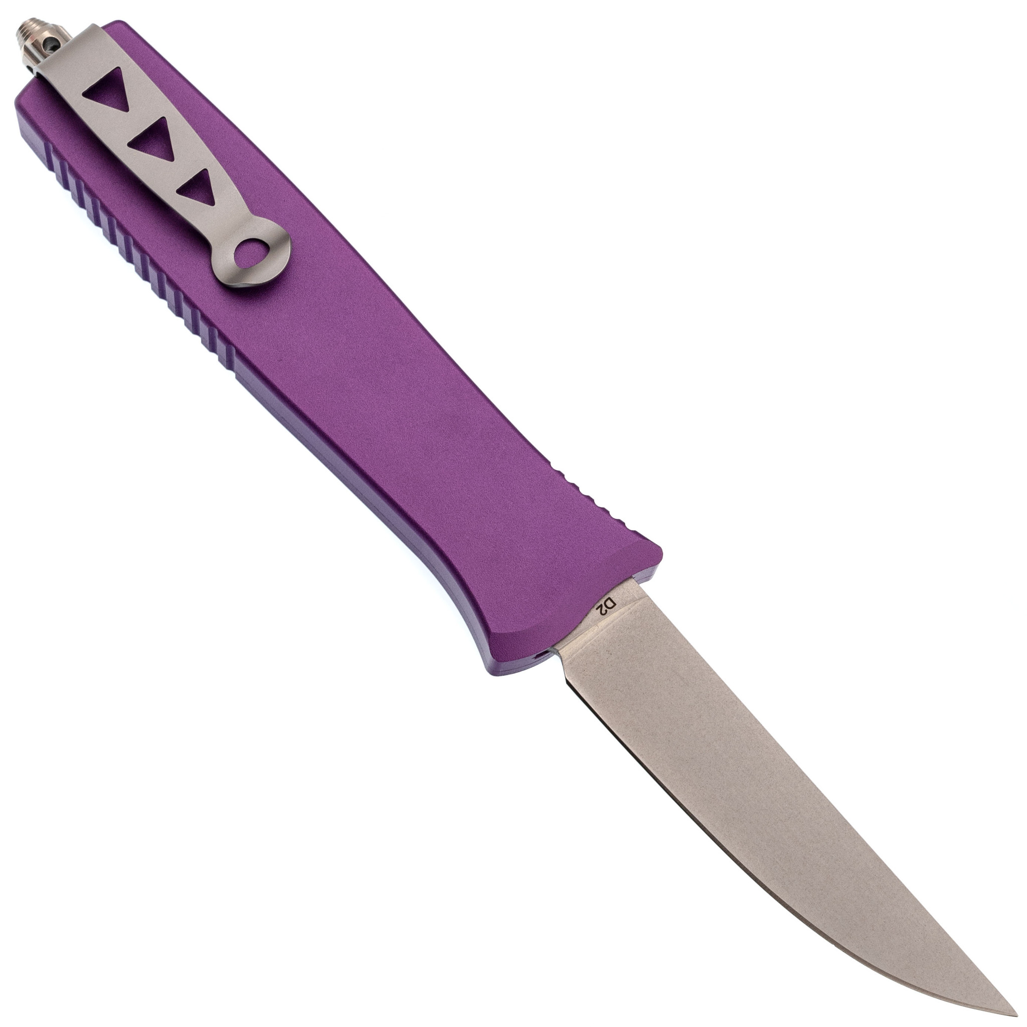 Автоматический нож Steelclaw Аргон-03, сталь D2, рукоять алюминий, фиолетовый - фото 3