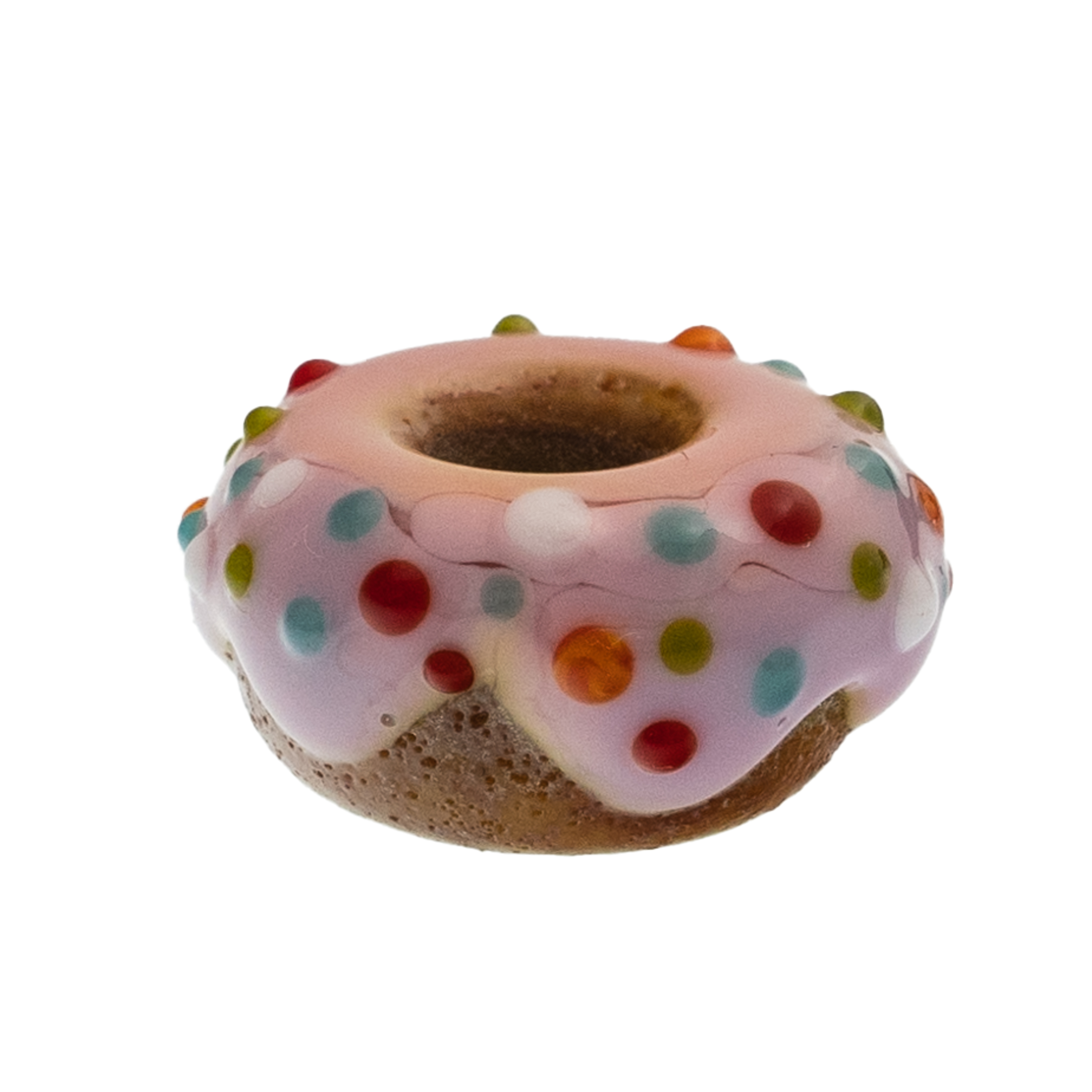 

Бусина Пончик, розовая, стекло