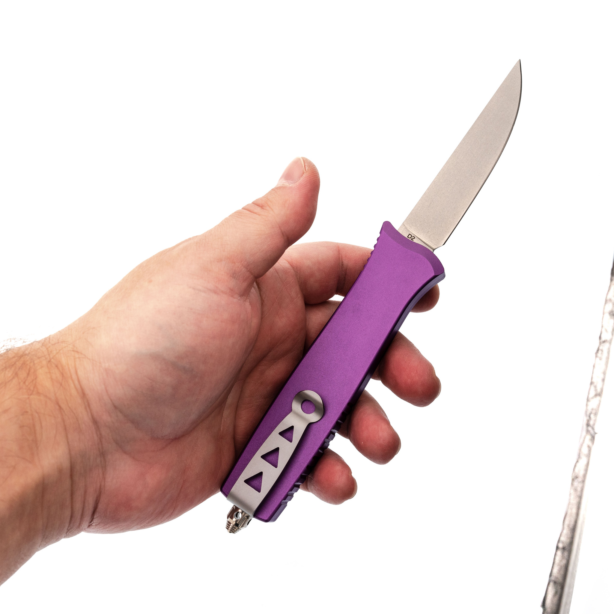 Автоматический нож Steelclaw Аргон-03, сталь D2, рукоять алюминий, фиолетовый - фото 6