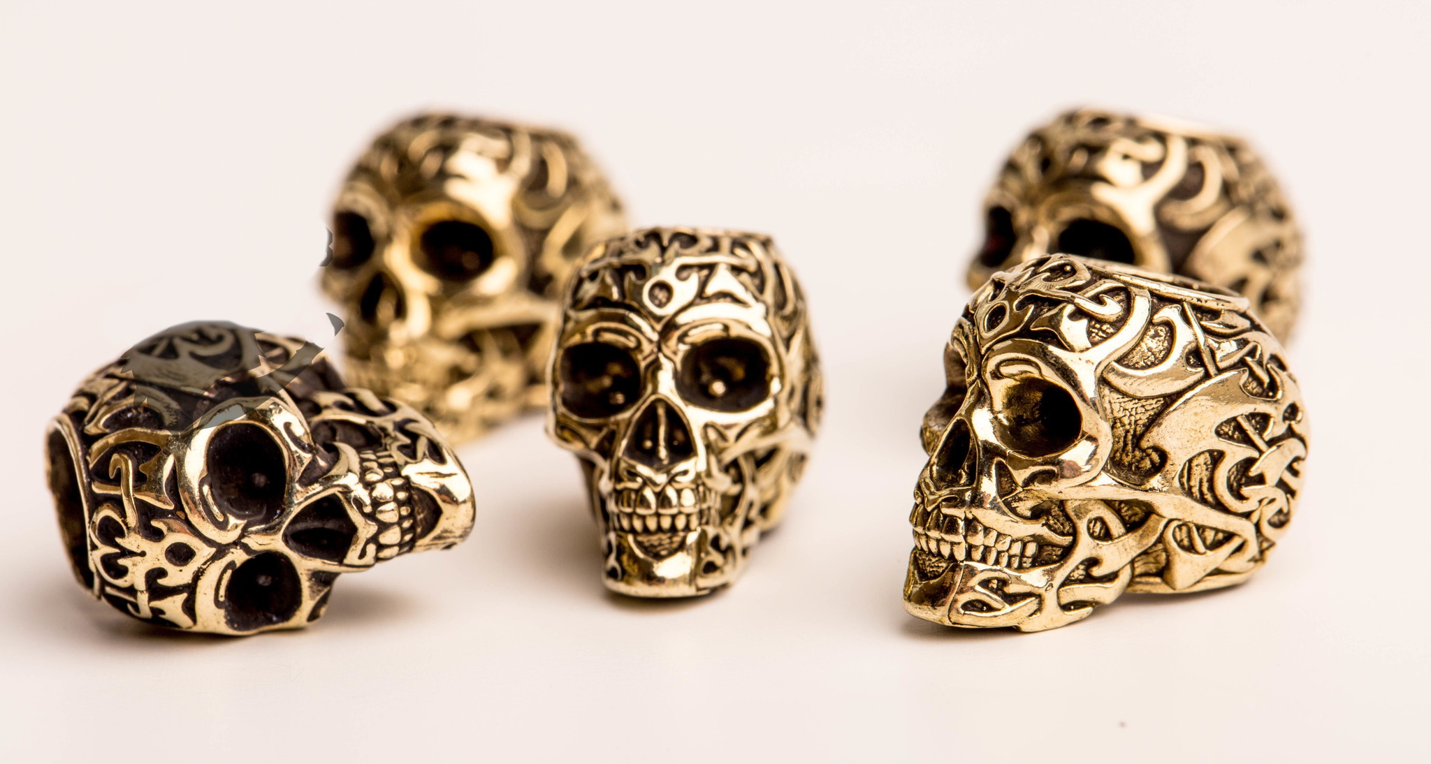 Бусина Triball Skull, мельхиор - фото 3