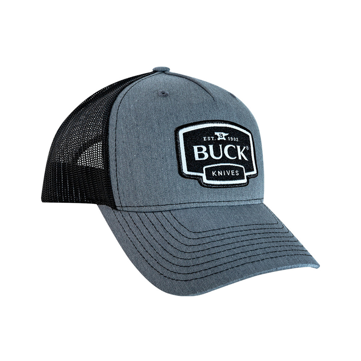 Бейсболка Buck Gray Logo Patch Cap, серо-черная от Ножиков