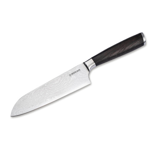 Поварской кухонный нож сантоку Boker Meisterklinge, сталь дамаск, рукоять дуб - фото 1