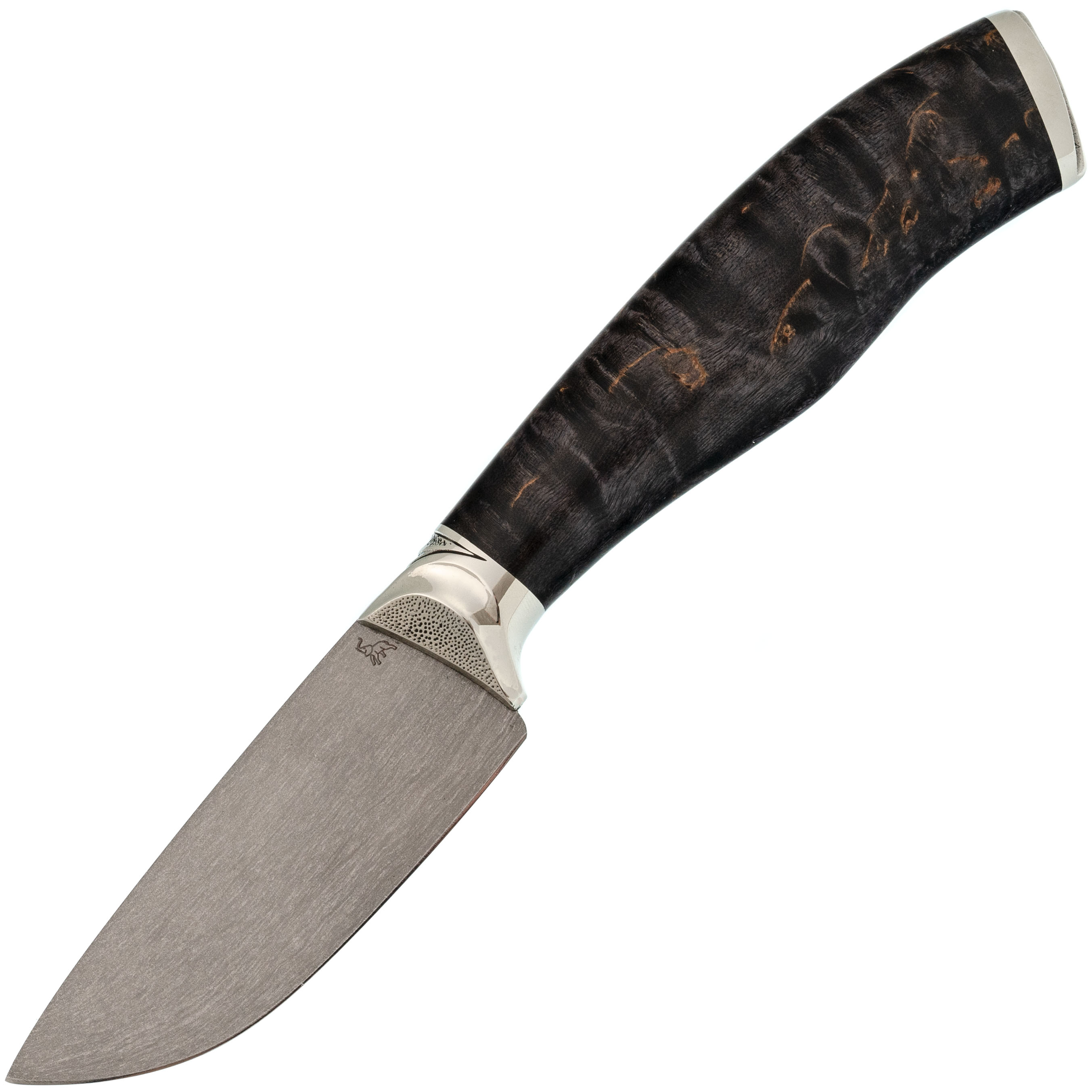 Туристический нож С7 Скинер, сталь Х12МФ, рукоять карельская береза/мельхиор бусина лев мельхиор