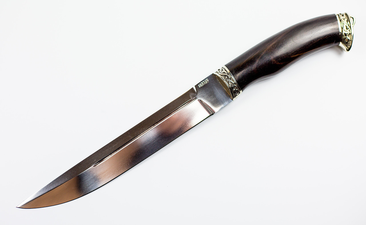 фото Нож пластунский, сталь 95х18, рукоять граб, мельхиор атака