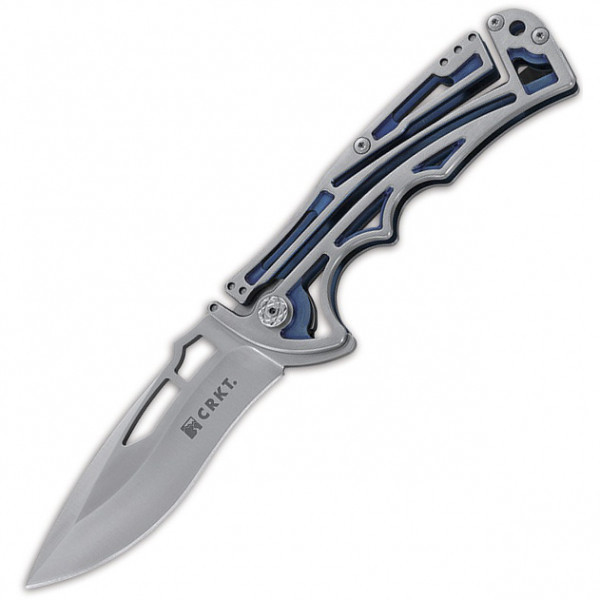 фото Складной нож crkt nirk tighe 2, сталь aus-8, рукоять нержавеющая сталь, серебристо-синий
