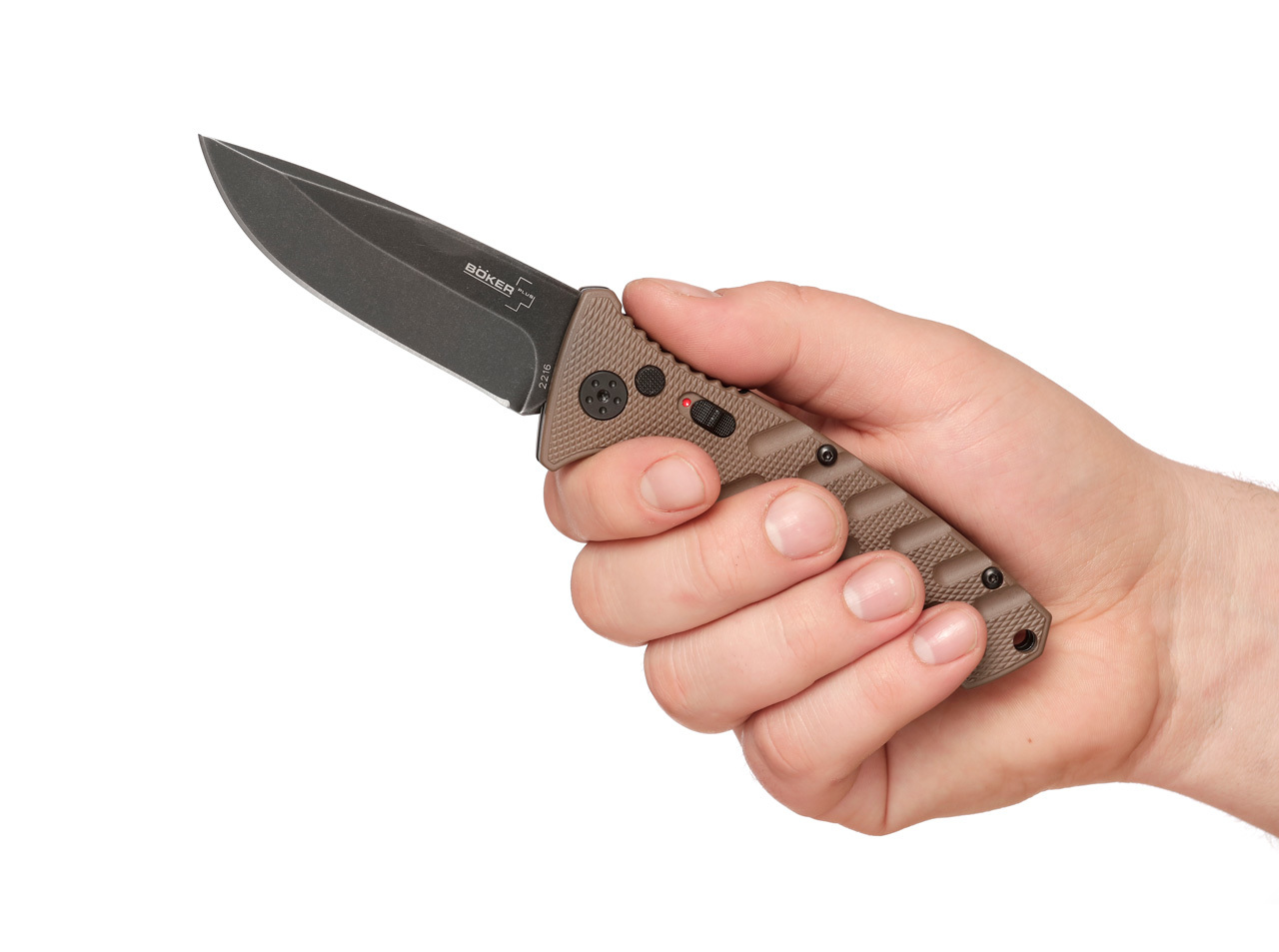 фото Полуавтоматический складной нож boker plus strike coyote spearpoint, сталь aus-8 blackwash™ plain, рукоять анодированный алюминий, bk01bo424
