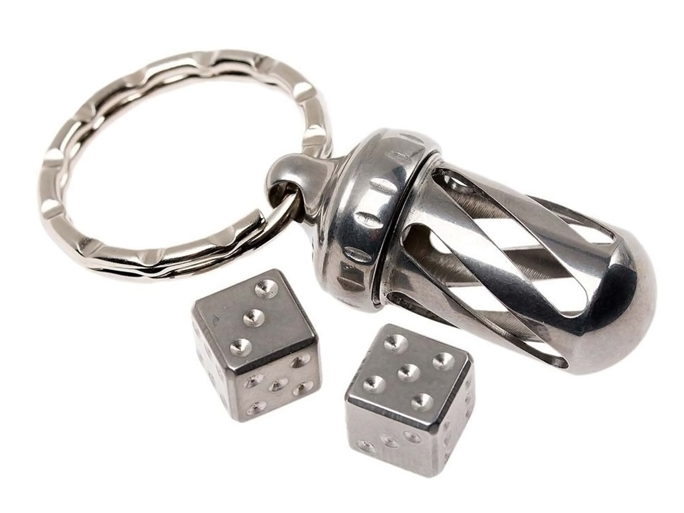 Брелок-капсула с игральными кубиками Acorn Dice Steel, Lion Steel, Нержавеющая сталь AISI 440, серебрянный, L/DD IN - фото 2