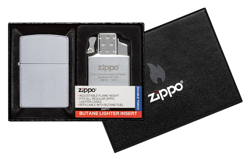 Набор ZIPPO: зажигалка 205 с покрытием Satin Chrome™ зажигалка zippo zl ebony латунь с никеле хромовым покрытием глянцевая 36х56х12 мм