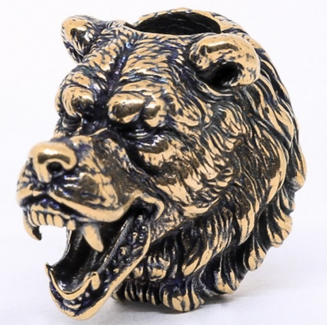 Бусина для темляка Медведь с лапой Велеса, бронза