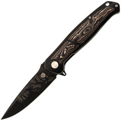 Фото Складной нож Honor Caesar, сталь S35VN с гравировкой, рукоять титан/карбон, черный