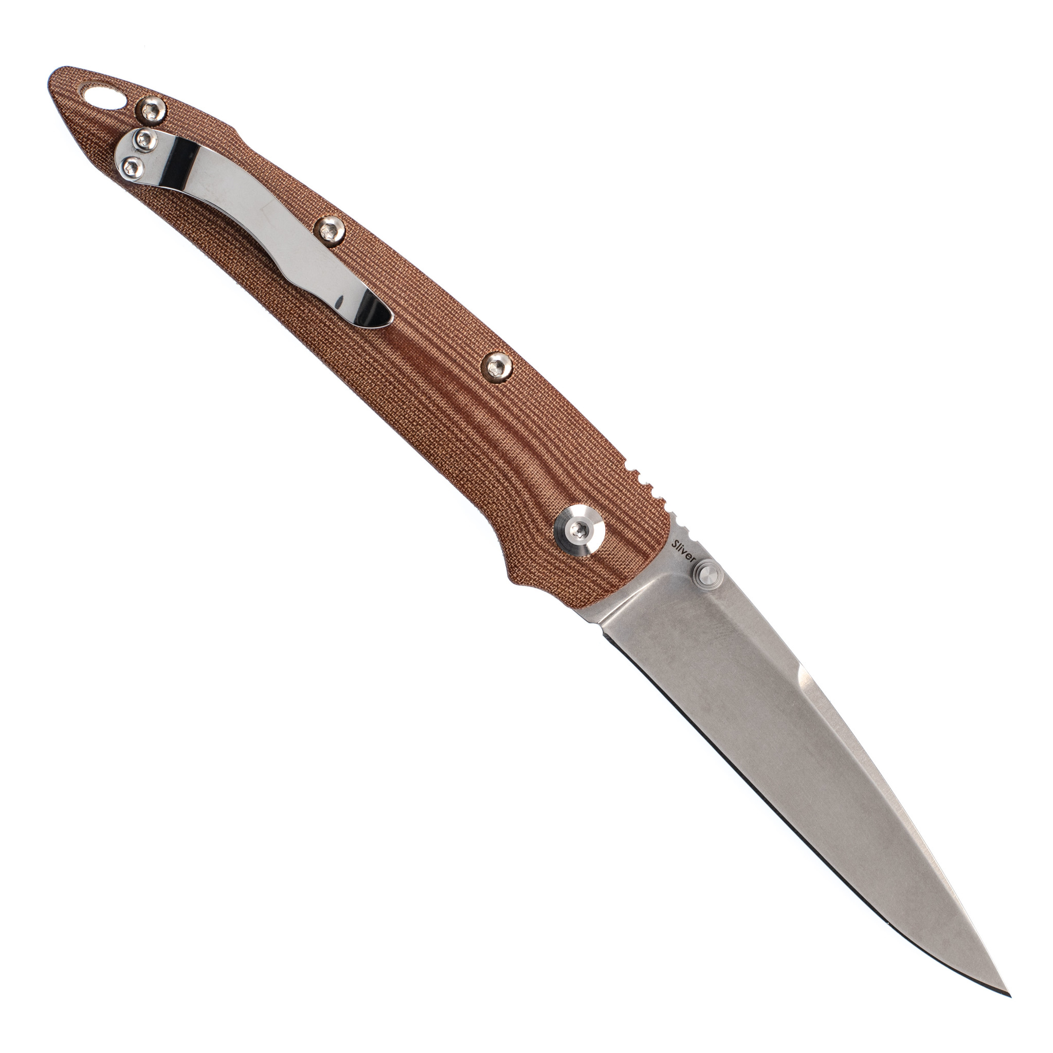 фото Складной нож kizer sliver, сталь cpm s35vn, рукоять brown micarta