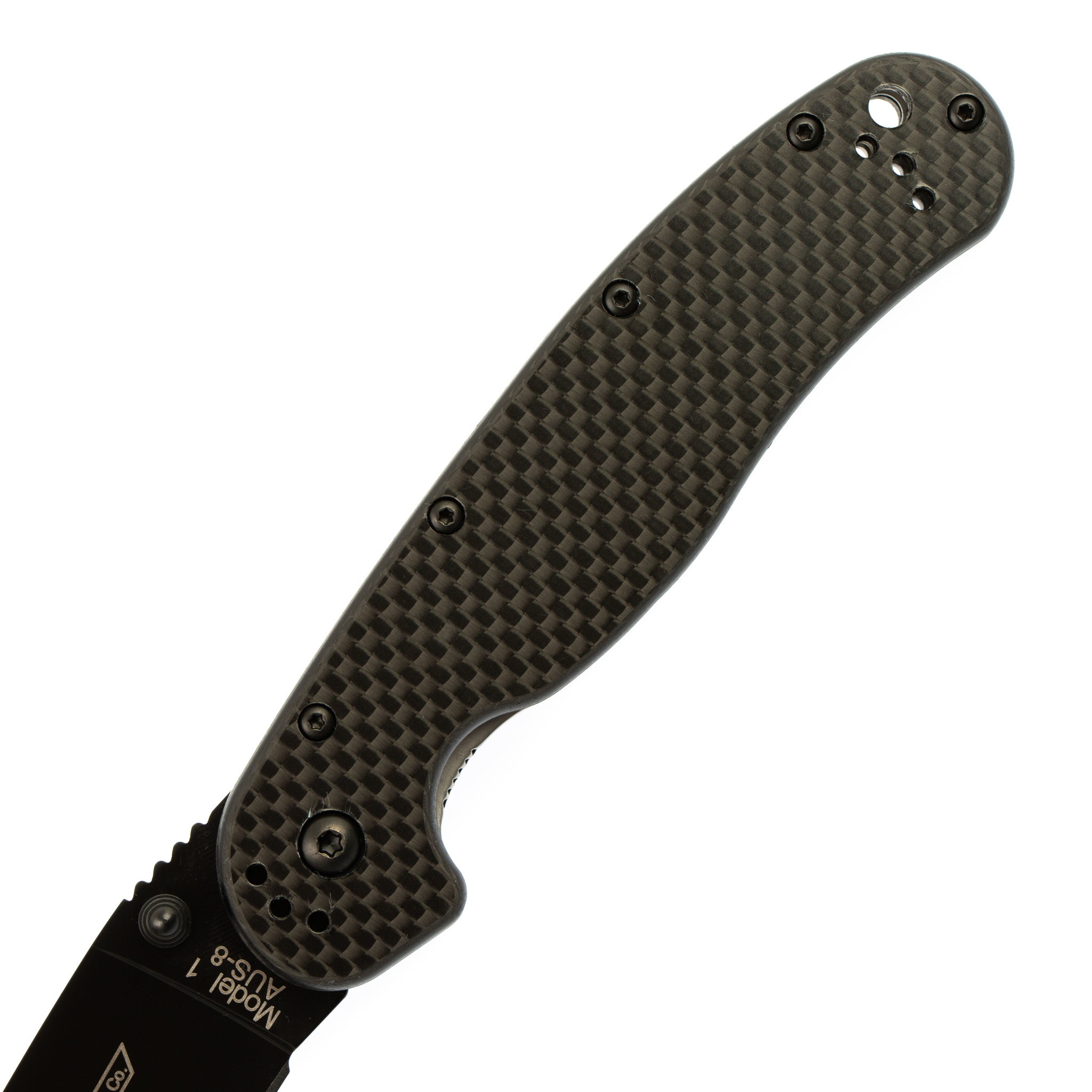 фото Нож складной okc rat-1, сталь aus-8. клинок - black, рукоять - carbon fiber ontario
