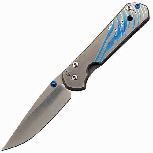 Складной нож Chris Reeve Large Sebenza 21, сталь S35VN, рукоять титановый сплав, гравировка синие водоросли от Ножиков