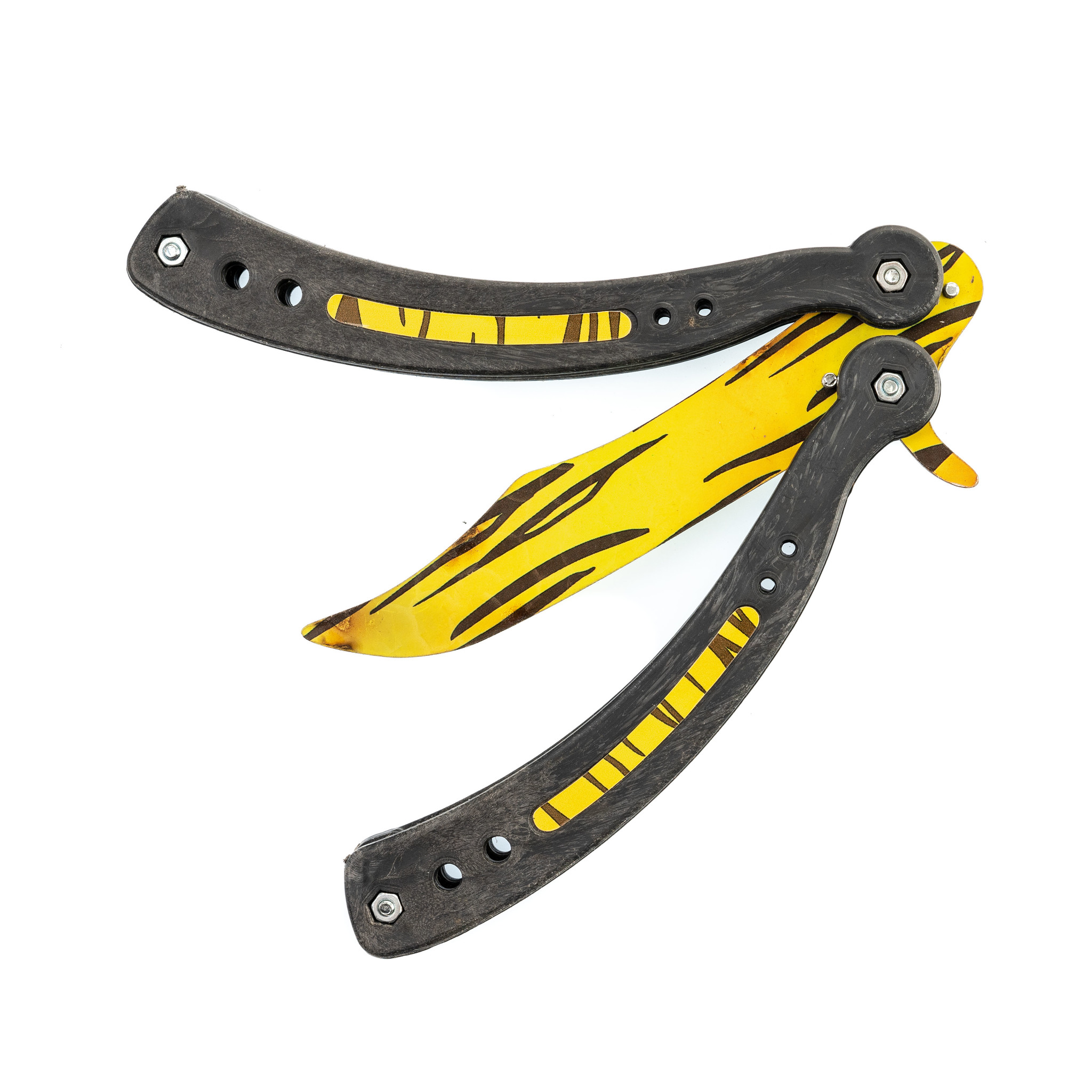 Тренировочный нож-бабочка (балисонг) Сафари, черный пластик ABS - фото 1