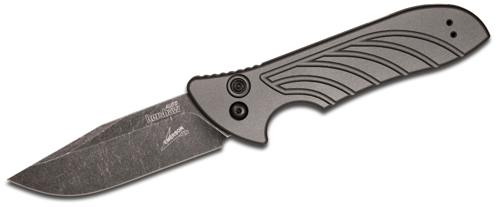 Полуавтоматический складной нож Launch 5 - Kershaw 7600GRYBW, BlackWashed DLC-Coated Crucible CPM® 154 Blade, рукоять серый алюминий, Emerson Design