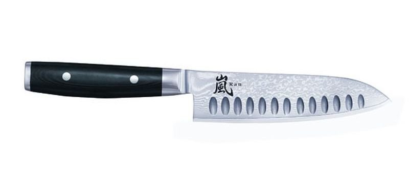 Нож японский «шеф» 16,5 см, с углублениями на лезвии, (69 слоев) дамасская сталь - фото 2