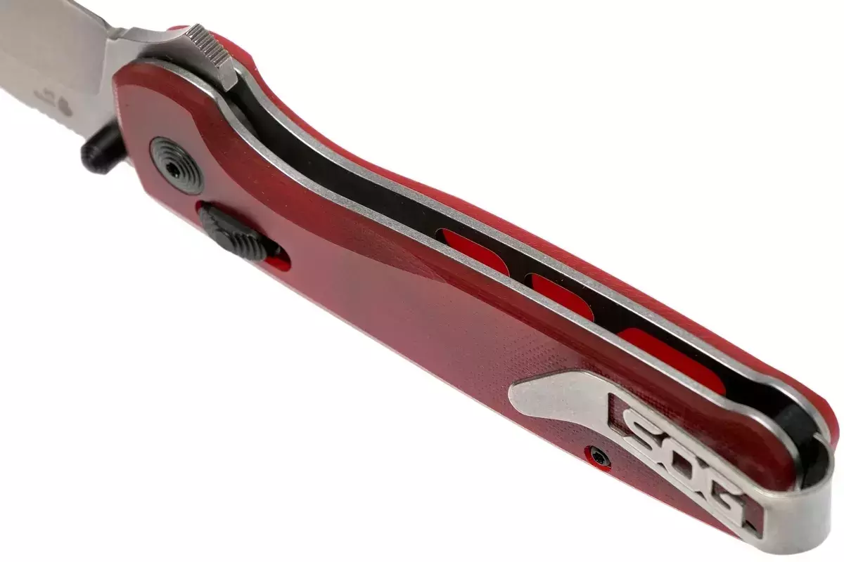 фото Складной нож sog terminus xr, сталь d2 sw, рукоять g-10, красный (коробка)