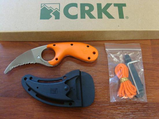 Стропорез Bear Claw E.R. Serrated Edge, CRKT 2510ER, сталь AUS 4, рукоять термопластик GRN, оранжевый - фото 4