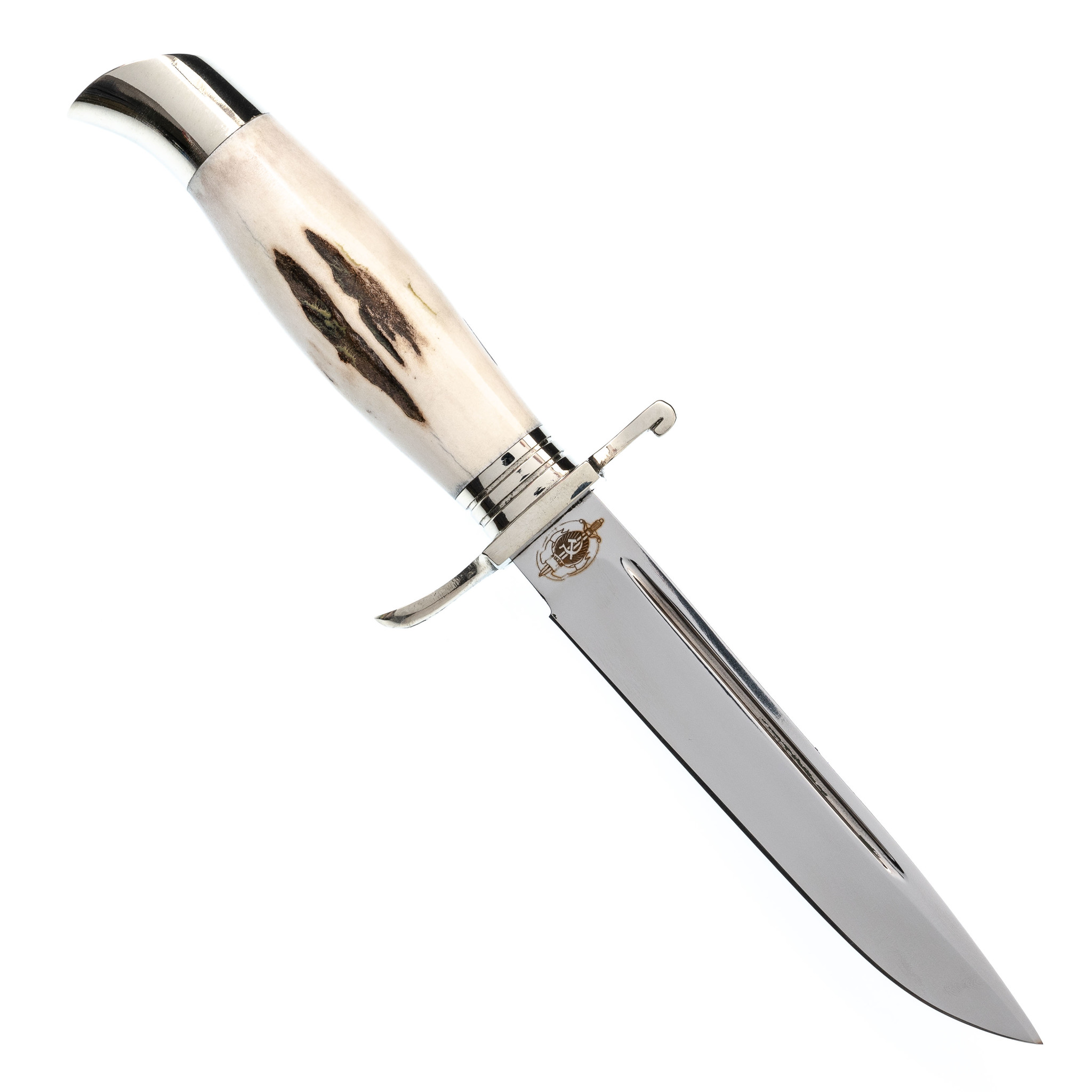 фото Нож финка нквд, сталь k340, рукоять рог, белый кузница завьялова