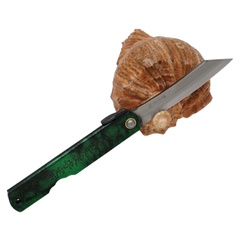 Фото Складной нож Nagao Higonokami Hisui(Jade), 80мм, сталь Aogami Migaki, рукоять металл, Green
