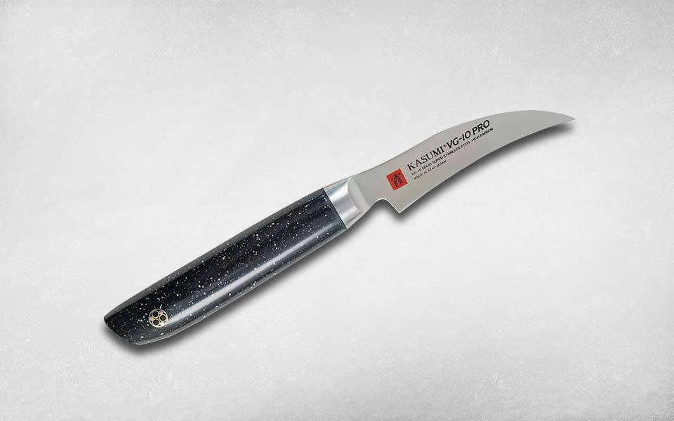 фото Нож кухонный для овощей vg10 pro 80 мм, kasumi, 52007, сталь vg-10, искусственный мрамор, чёрный