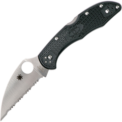 Фото Нож складной Delica 4 Lightweight Spyderco 11FSWCBK, сталь VG-10 Satin Serrated Wharncliffe, рукоять термопластик FRN, чёрный
