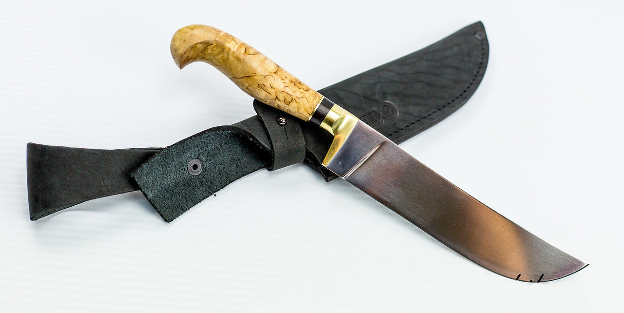 Нож Узбекский, сталь Х12МФ, карельская берёза от Ножиков