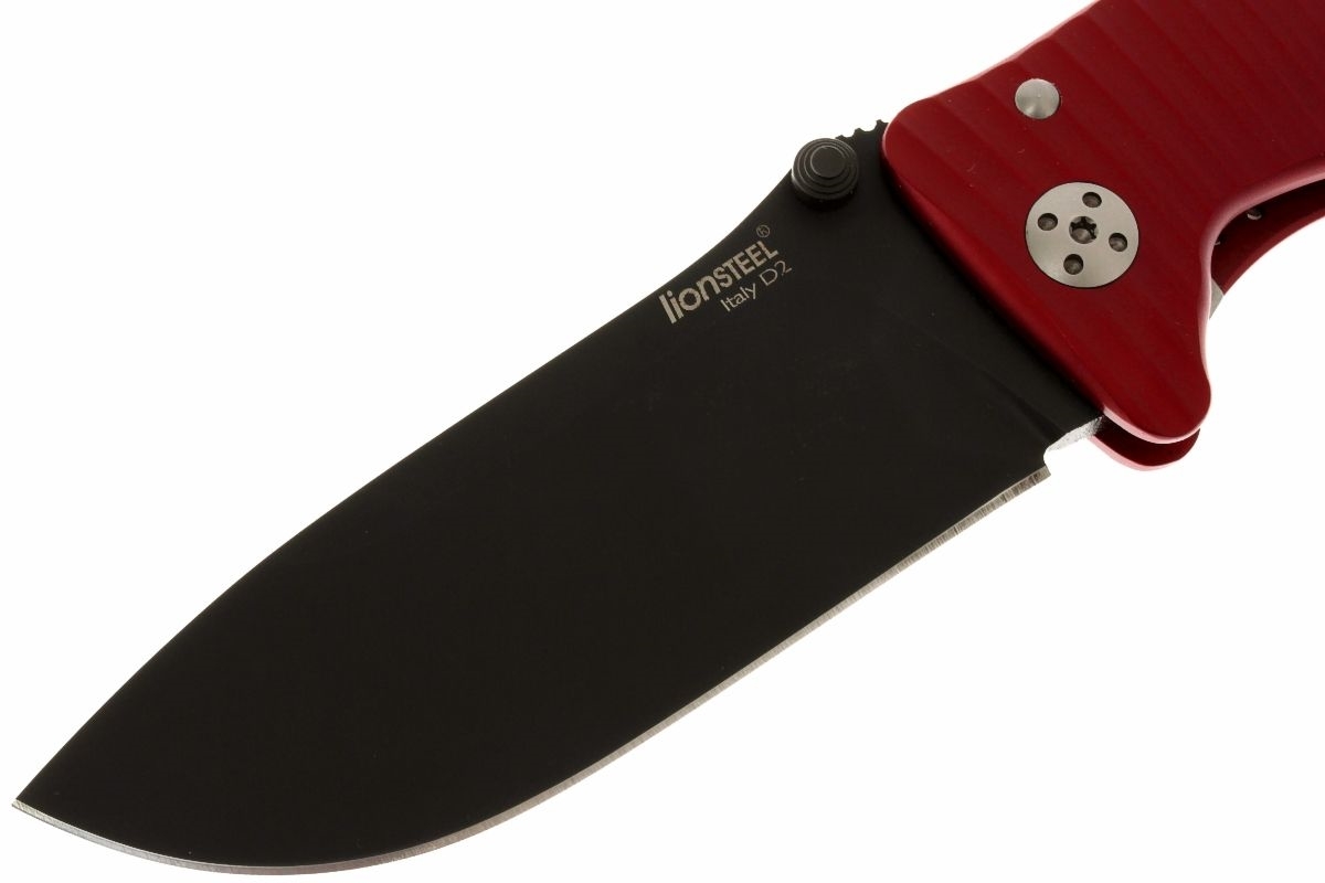 фото Нож складной lionsteel sr1a rb red, сталь d2 black finish, рукоять алюминий (solid®), красный lion steel
