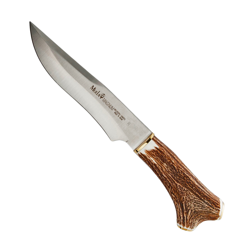 фото Нож с фиксированным клинком muela magnum, сталь x50crmov15, рукоять олений рог, коричневый