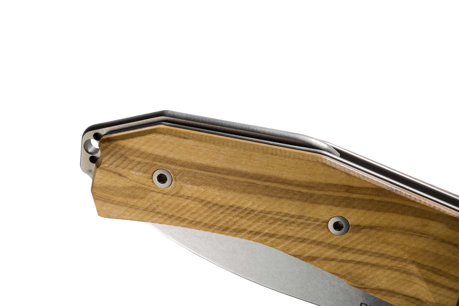 Нож складной LionSteel KUR UL Olive Wood Flipper, сталь Uddeholm Sleipner®, рукоять оливковое дерево от Ножиков