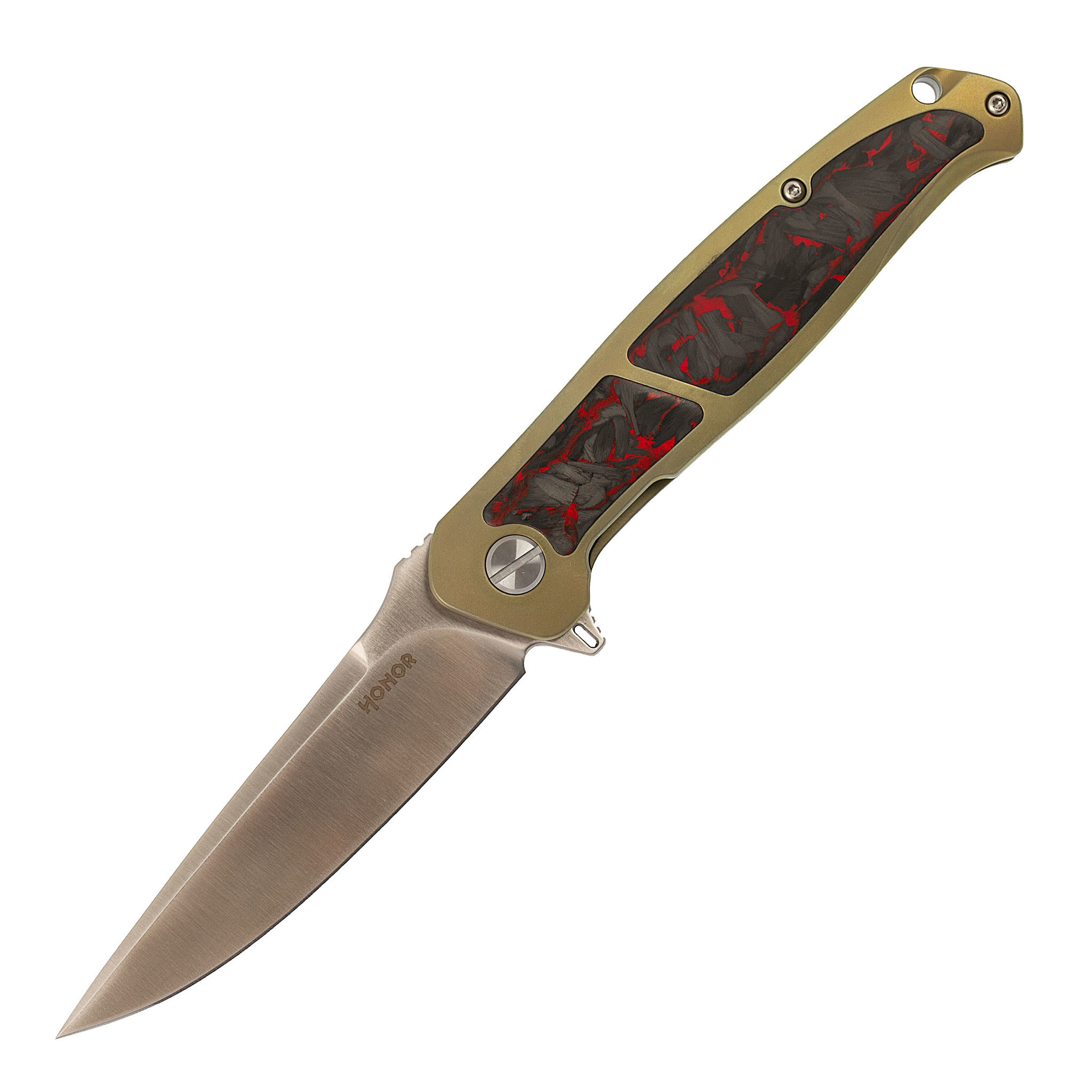Складной нож Honor Caesar, bronze титан и  красно-черный карбон, S35VN