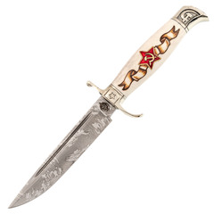 Фото Нож финка НКВД звезда, рисунок, сталь S390, рог лося