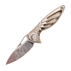 Фото Складной нож Rike Mini Hummingbird, сталь Damasteel, рукоять серый титан