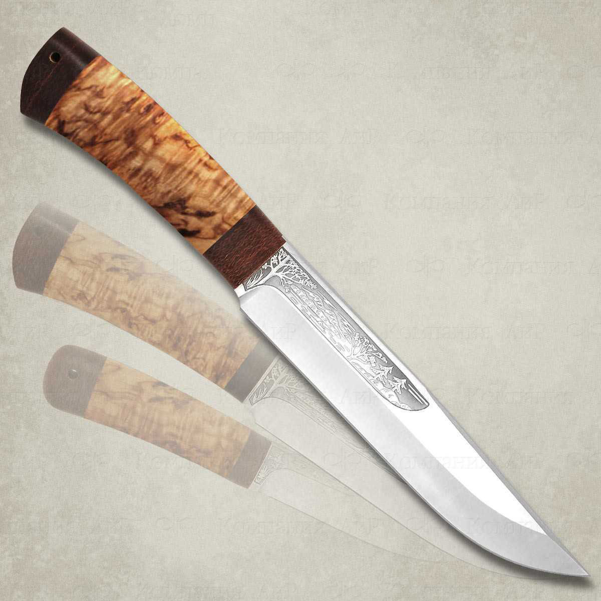 Нож Шашлычный большой, карельская береза, 100х13м