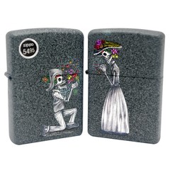 Фото Набор ZIPPO Влюбленные зомби из двух зажигалок с покрытием Iron Stone™, серые, матовые