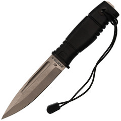 Фото Тактический нож КАМПО-В, сталь 95Х18, рукоять термоэластопласт, пластиковые ножны с пилой