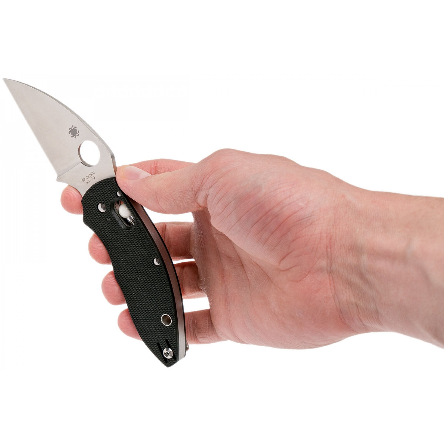 Складной нож Q BALL BLACK SPYDERCO C219GP, сталь VG-10 Satin Plain, рукоять стеклотекстолит G10, чёрный - фото 2