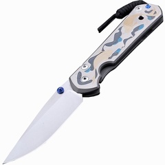 Фото Складной нож Chris Reeve Large Sebenza 21, сталь S35VN, рукоять титановый сплав, гравировка сомы в пруду