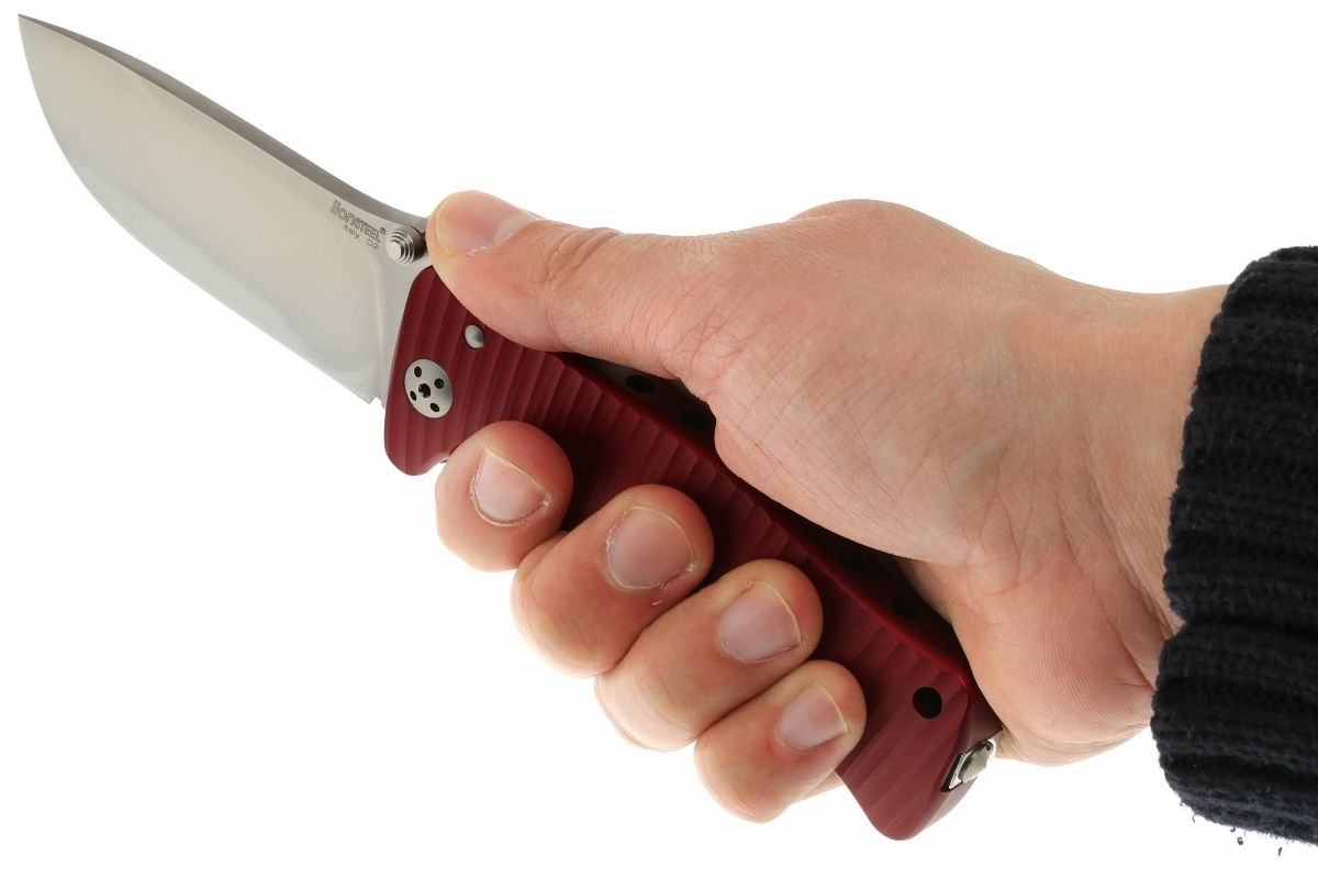 фото Нож складной lionsteel sr1a rs red, сталь d2 satin finish, рукоять алюминий (solid®), красный lion steel