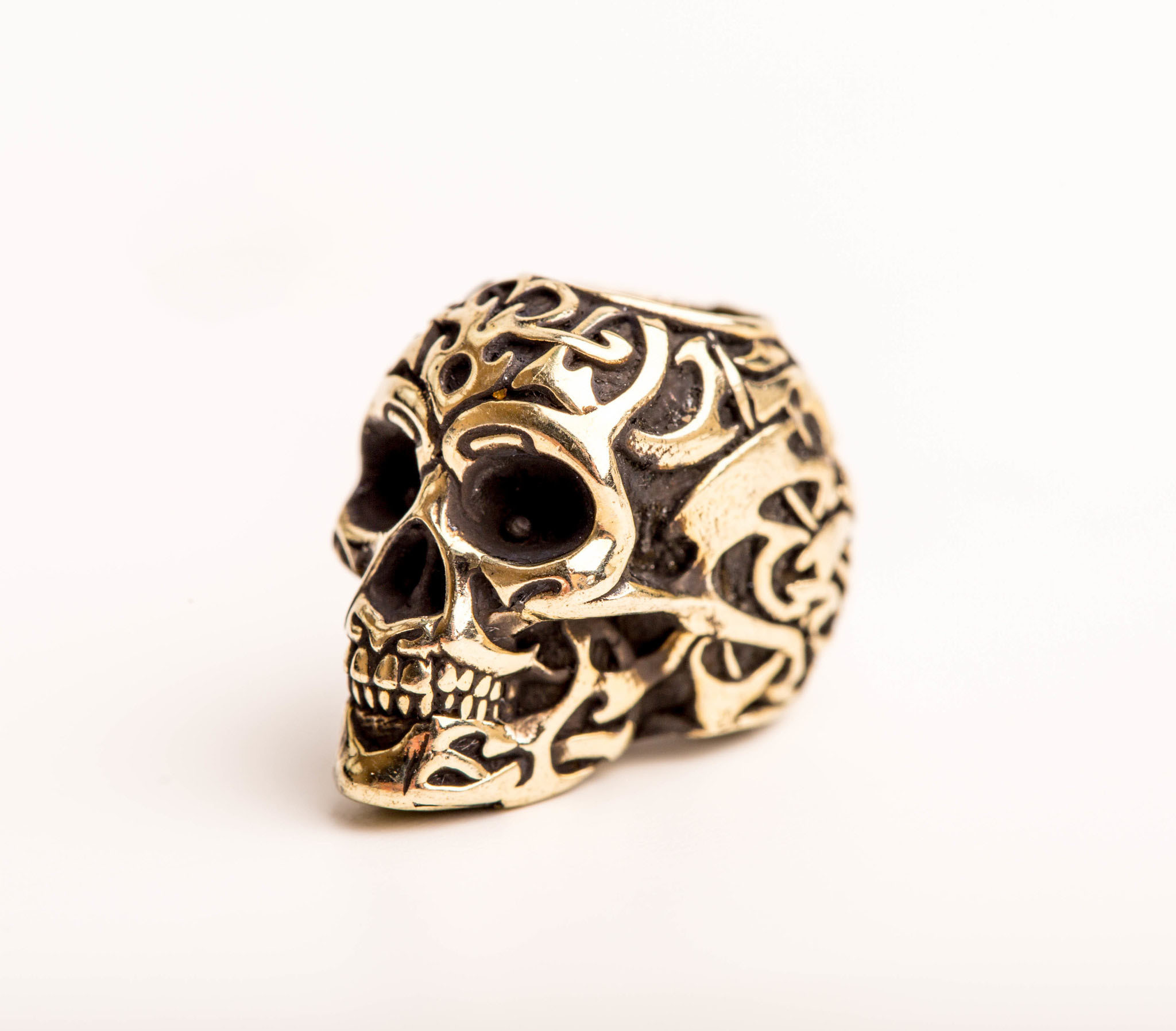 Бусина Triball Skull, мельхиор - фото 1